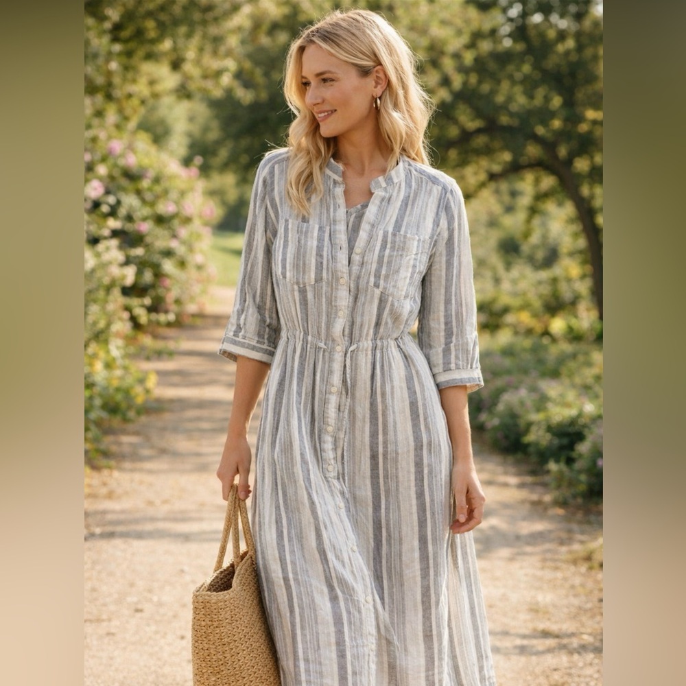 Cotton-linen midi dress